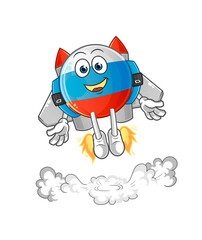russia flag with jetpack mascot. cartoon vector