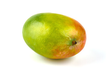 Juicy ripe Mango fruit, close-up, isolated on white background.