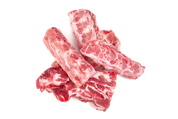 Raw pork with bones, isolated on white background. High resolution image.
