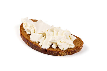 Cream cheese sandwich, isolated on white background