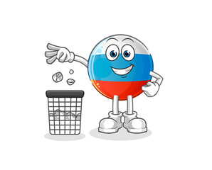 russia flag Throw garbage mascot. cartoon vector