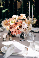 Wedding table decoration. Wedding flowers. Wedding cards. Invitation cards.