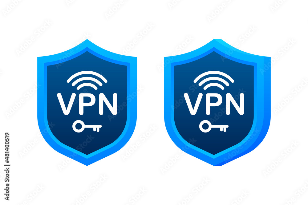 Wall mural Secure VPN connection concept. Virtual private network connectivity overview. Vector stock illustration.