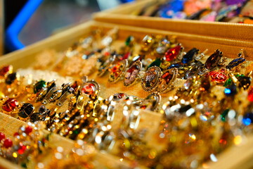 Gold jewelry, jewelry, brooch. Jewelry. Sparkling jewels.