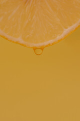 Lemon slice. Macro photo of a lemon. Yellow lemon large platon.