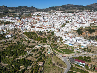 Drone view at the town of El Burgo on Andalucia on Spain