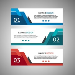 Collection of horizontal business banners or banners set vector templates. clean modern geometric abstract background layout for site design. simple creative cover header. in rectangle