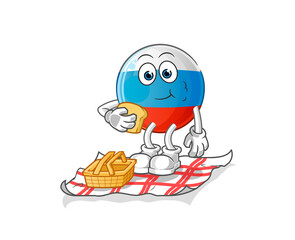 russia flag on a picnic cartoon. cartoon mascot vector