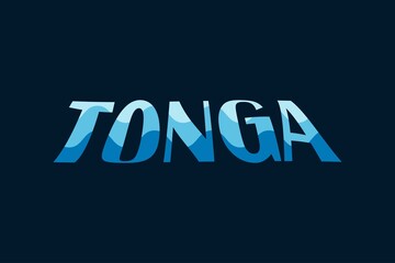 Tonga typography text vector design. Sea beach wave concept in letters.Tonga text for poster,  banner, t-shirt design
