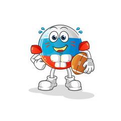 russia flag playing rugby character. cartoon mascot vector