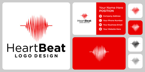 Heartbeat medical hospital logo design with business card template.