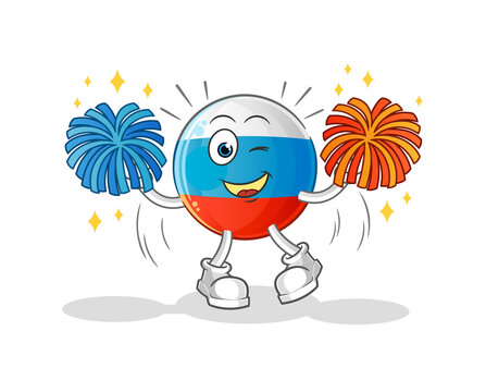 russia flag cheerleader cartoon. cartoon mascot vector