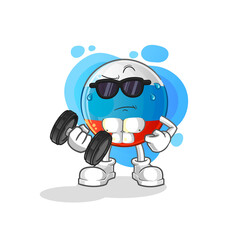 Obraz premium russia flag lifting dumbbell vector. cartoon character