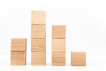 Wooden cubes on a white background