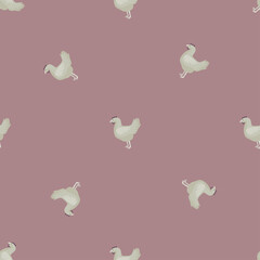 Seamless pattern of hen. Domestic animals on colorful background. Vector illustration for textile.