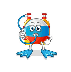 russia flag diver cartoon. cartoon mascot vector