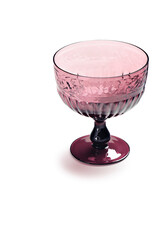 Pink glass goblet with high relief, isolated
