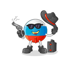 russia flag mafia with gun character. cartoon mascot vector