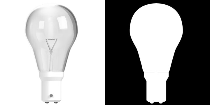 3D rendering illustration of an incandescent light bulb