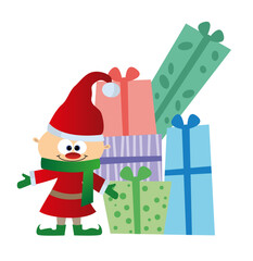 Weihnachtswichtel / Elf mit Geschenken