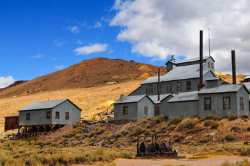 The Standard Stamp Mill of Bodie State Historic Park, a gold rush ghost town east of the Sierra Nevada of California, western USA