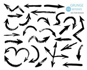 A set of vector arrows in the Doodle style with brushes.The arrow icon.Vector arrow icon