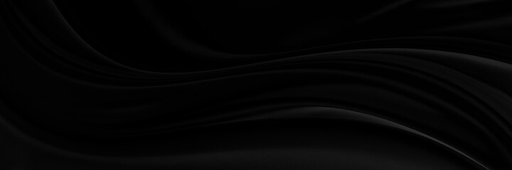 Black gray satin dark fabric texture luxurious shiny that is abstract silk cloth background with patterns soft waves blur beautiful.