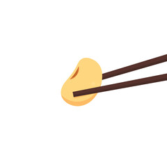 Soy bean vector. Soy bean on chopsticks. Natto is Japanese food.