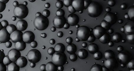 3d render. abstract black background, black sphere balls