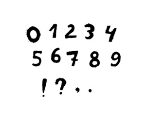funny hand drawn graphic numbers illustration collection vector black white background 