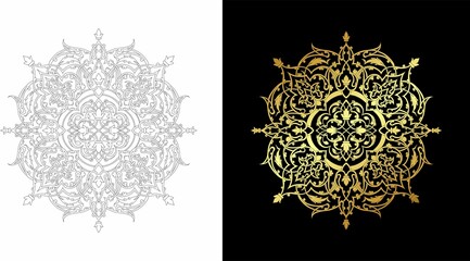 Golden Mandala. Vintage decorative elements. Oriental pattern, vector illustration. Islam, Arabic, Indian, moroccan,spain, turkish, pakistan, chinese, mystic, ottoman motifs. Coloring book page