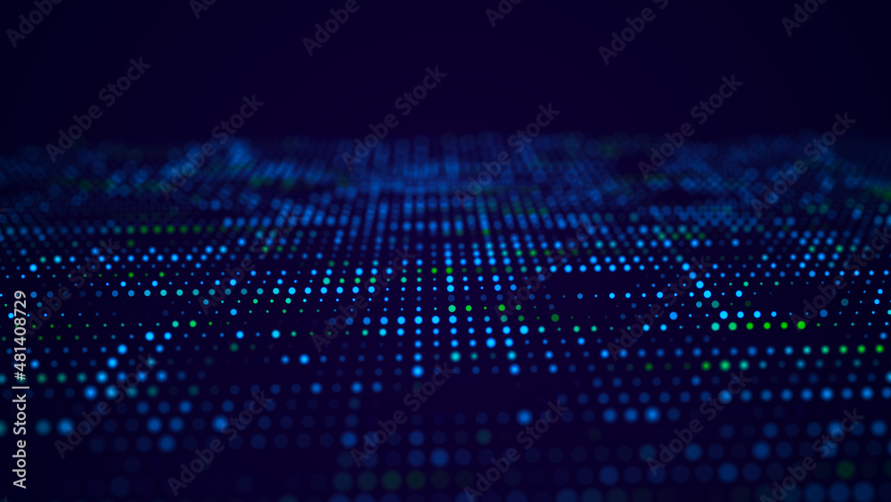 Poster Artificial intelligence in a network connection. Structural transmission of information. 3D rendering.