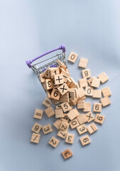 Wood blocks and shopping cart