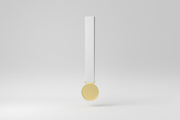 Gold medal on white background. Design Template, Mock up. 3D render.