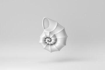 Sea shell or Nautilus shell on white background. Paper minimal concept. 3D render. - obrazy, fototapety, plakaty