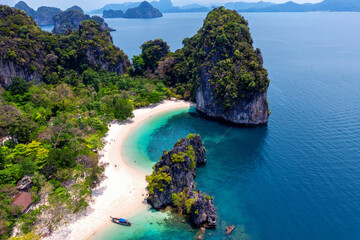 Aerial view of Koh Hong island in Krabi, Thailand.