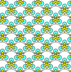 The blue-yellow pattern on a white background
