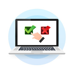 Yes and No button with hands. Feedback concept. Positive feedback concept. Choice button icon. Vector stock illustration.