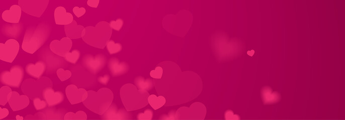 Happy Valentines day illustration - Pink and red hearts design banner