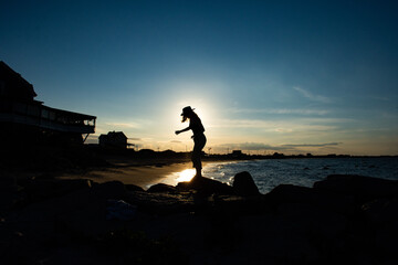 Sunset walk on beach, block island