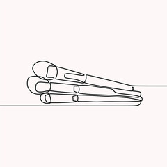 make up brush cosmetic oneline continuous single line art