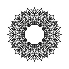 Indian Ornament black white card with mandala