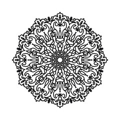 Indian Ornament black white card with mandala