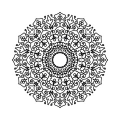 Indian Ornament black white card with mandala