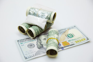 drug addiction, crime, drug abuse and substance abuse. dollars, drugs.