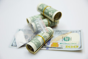 drug addiction, crime, drug abuse and substance abuse. dollars, drugs.