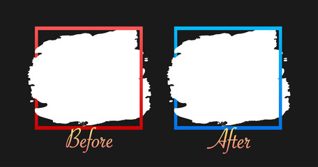 Colorful before and after frames. Vector illustration. Vector template. Design template.