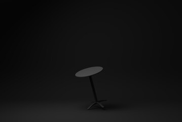 Black round table on black background. minimal concept idea. monochrome. 3d render. - 481417729