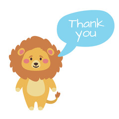 cartoon style illustration of a cute lion.