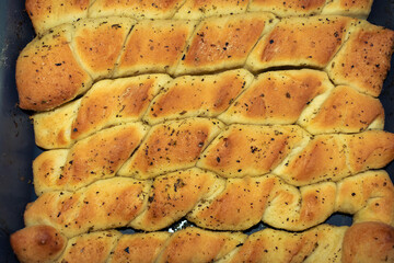 Home made bread sticks with garlic and italian seasoning
